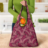Sweet Pink Monstera Grocery Bag Polynesian Tribal Pattern - Polynesian Pride