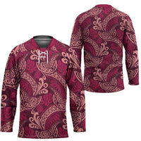 Sweet Pink Monstera Hockey Jersey Polynesian Tribal Pattern - Polynesian Pride