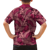 Sweet Pink Monstera Kid Hawaiian Shirt Polynesian Tribal Pattern - Polynesian Pride