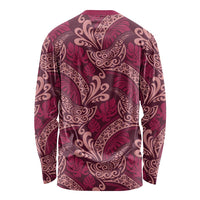 Sweet Pink Monstera Long Sleeve Shirt Polynesian Tribal Pattern - Polynesian Pride