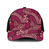 Sweet Pink Monstera Mesh Trucker Cap Polynesian Tribal Pattern - Polynesian Pride