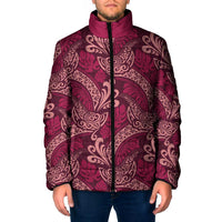 Sweet Pink Monstera Padded Jacket Polynesian Tribal Pattern - Polynesian Pride