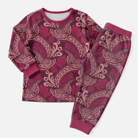 Sweet Pink Monstera Christmas Pajama Set Polynesian Tribal Pattern - Polynesian Pride