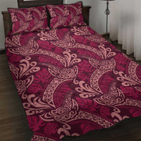 Sweet Pink Monstera Quilt Bed Set Polynesian Tribal Pattern - Polynesian Pride