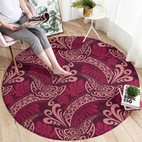 Sweet Pink Monstera Round Carpet Polynesian Tribal Pattern - Polynesian Pride