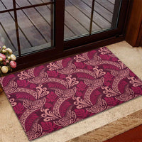 Sweet Pink Monstera Rubber Doormat Polynesian Tribal Pattern - Polynesian Pride