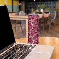 Sweet Pink Monstera Skinny Tumbler Polynesian Tribal Pattern - Polynesian Pride