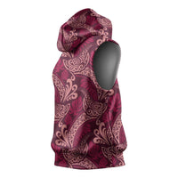 Sweet Pink Monstera Sleeveless Hoodie Polynesian Tribal Pattern - Polynesian Pride