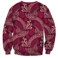 Sweet Pink Monstera Sweatshirt Polynesian Tribal Pattern - Polynesian Pride
