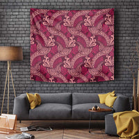 Sweet Pink Monstera Tapestry Polynesian Tribal Pattern - Polynesian Pride