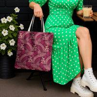 Sweet Pink Monstera Tote Bag Polynesian Tribal Pattern - Polynesian Pride