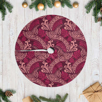 Sweet Pink Monstera Tree Skirt Polynesian Tribal Pattern - Polynesian Pride