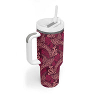 Sweet Pink Monstera Tumbler With Handle Polynesian Tribal Pattern - Polynesian Pride
