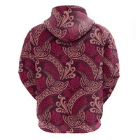 Sweet Pink Monstera Zip Hoodie Polynesian Tribal Pattern - Polynesian Pride