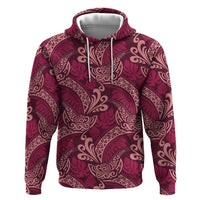 Sweet Pink Monstera Zip Hoodie Polynesian Tribal Pattern - Polynesian Pride