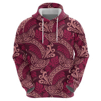 Sweet Pink Monstera Zip Hoodie Polynesian Tribal Pattern - Polynesian Pride