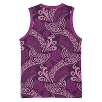 Royal Purple Monstera Basketball Jersey Polynesian Tribal Pattern - Polynesian Pride