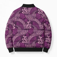 Royal Purple Monstera Bomber Puffer Jacket Polynesian Tribal Pattern - Polynesian Pride