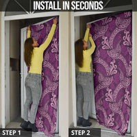 Royal Purple Monstera Door Cover Polynesian Tribal Pattern - Polynesian Pride