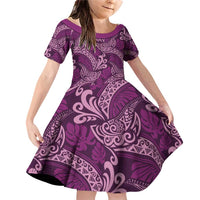 Royal Purple Monstera Family Matching Off Shoulder Short Dress and Hawaiian Shirt Polynesian Tribal Pattern - Polynesian Pride