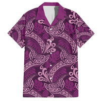 Royal Purple Monstera Family Matching Off Shoulder Short Dress and Hawaiian Shirt Polynesian Tribal Pattern - Polynesian Pride