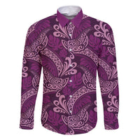 Royal Purple Monstera Family Matching Off Shoulder Short Dress and Hawaiian Shirt Polynesian Tribal Pattern - Polynesian Pride