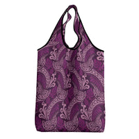 Royal Purple Monstera Grocery Bag Polynesian Tribal Pattern - Polynesian Pride