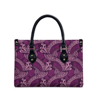 Royal Purple Monstera Leather Bag Polynesian Tribal Pattern - Polynesian Pride