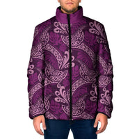 Royal Purple Monstera Padded Jacket Polynesian Tribal Pattern - Polynesian Pride