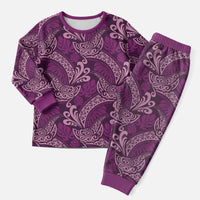 Royal Purple Monstera Christmas Pajama Set Polynesian Tribal Pattern - Polynesian Pride