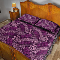 Royal Purple Monstera Quilt Bed Set Polynesian Tribal Pattern - Polynesian Pride