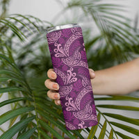 Royal Purple Monstera Skinny Tumbler Polynesian Tribal Pattern - Polynesian Pride