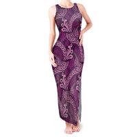 Royal Purple Monstera Tank Maxi Dress Polynesian Tribal Pattern - Polynesian Pride