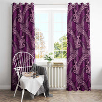 Royal Purple Monstera Window Curtain Polynesian Tribal Pattern - Polynesian Pride