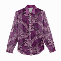 Royal Purple Monstera Women Casual Shirt Polynesian Tribal Pattern - Polynesian Pride