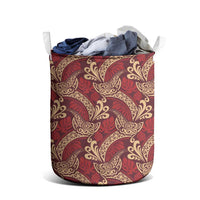Luxury Red Monstera Laundry Basket Polynesian Tribal Pattern - Polynesian Pride