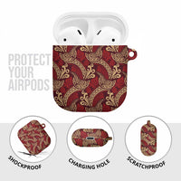 Luxury Red Monstera AirPods Case Polynesian Tribal Pattern - Polynesian Pride
