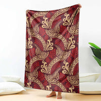 Luxury Red Monstera Blanket Polynesian Tribal Pattern - Polynesian Pride