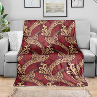 Luxury Red Monstera Blanket Polynesian Tribal Pattern - Polynesian Pride