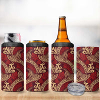 Luxury Red Monstera 4 in 1 Can Cooler Tumbler Polynesian Tribal Pattern - Polynesian Pride