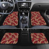 Luxury Red Monstera Car Mats Polynesian Tribal Pattern - Polynesian Pride
