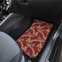 Luxury Red Monstera Car Mats Polynesian Tribal Pattern - Polynesian Pride