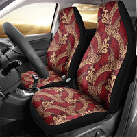 Luxury Red Monstera Car Seat Cover Polynesian Tribal Pattern - Polynesian Pride