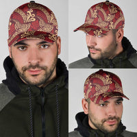 Luxury Red Monstera Classic Cap Polynesian Tribal Pattern - Polynesian Pride