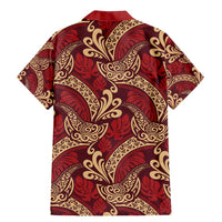 Luxury Red Monstera Family Matching Mermaid Dress and Hawaiian Shirt Polynesian Tribal Pattern - Polynesian Pride