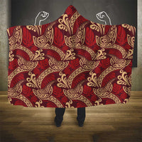 Luxury Red Monstera Hooded Blanket Polynesian Tribal Pattern - Polynesian Pride