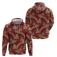 Luxury Red Monstera Hoodie Polynesian Tribal Pattern - Polynesian Pride
