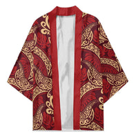 Luxury Red Monstera Kimono Polynesian Tribal Pattern - Polynesian Pride