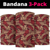 Luxury Red Monstera Neck Gaiter Polynesian Tribal Pattern - Polynesian Pride