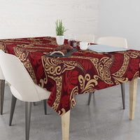 Luxury Red Monstera Tablecloth Polynesian Tribal Pattern - Polynesian Pride